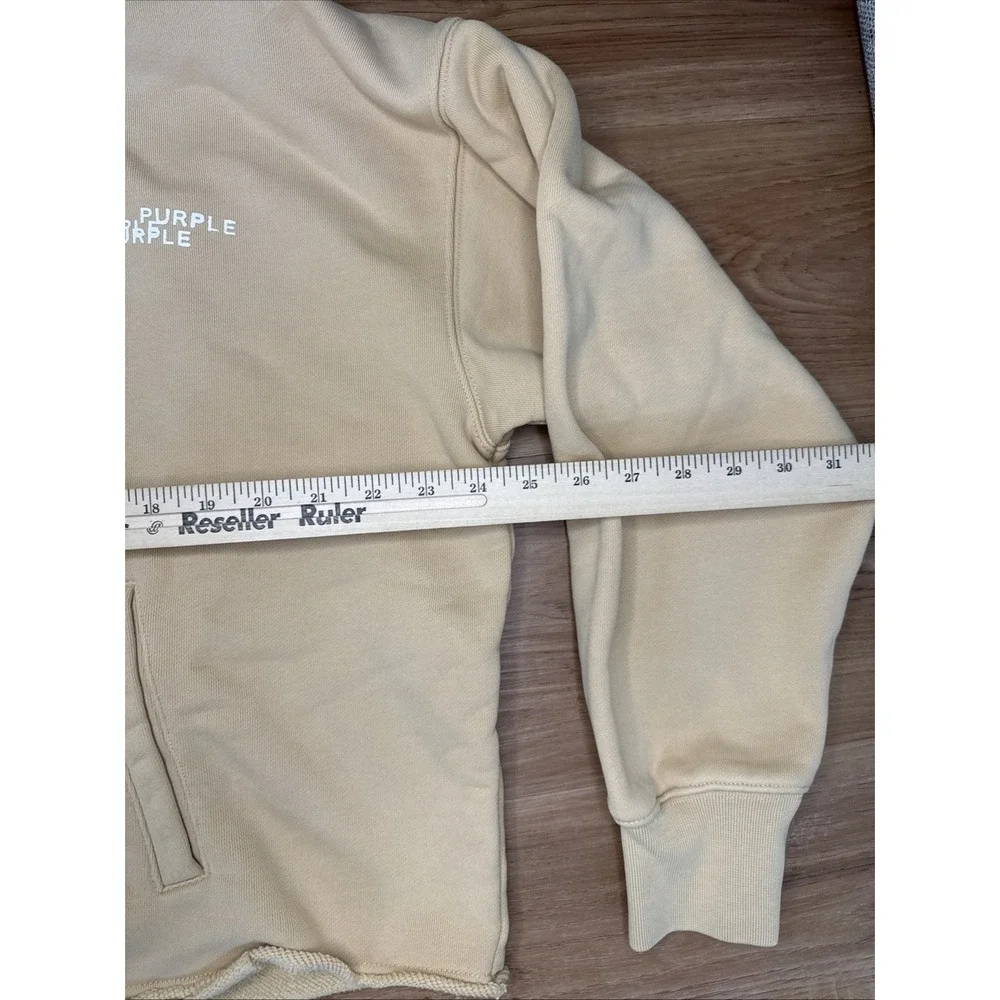 Purple Brand Oversized Fleece Graphic Hoodie‎ Ecru Small NWT